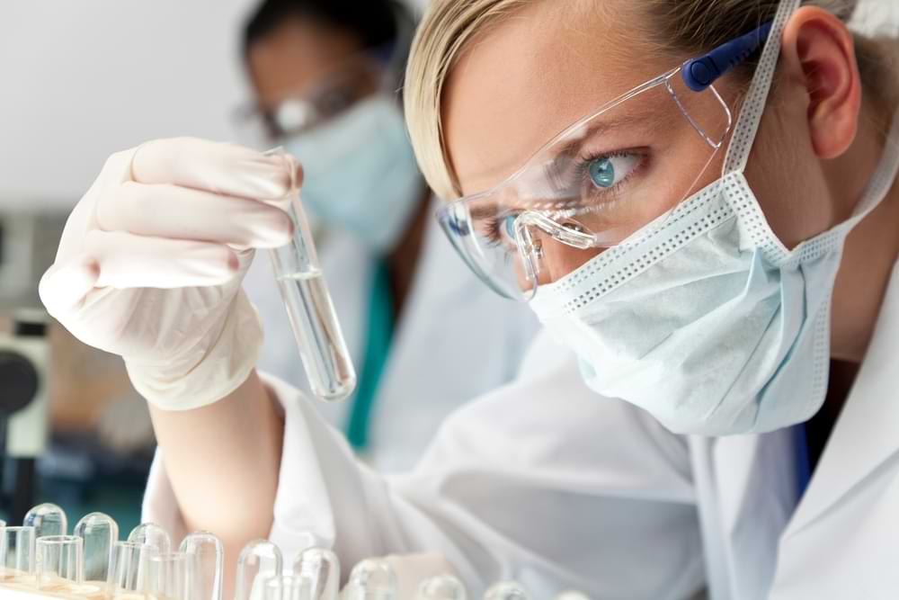 Prescription safety glasses in a Hobart laboratory.